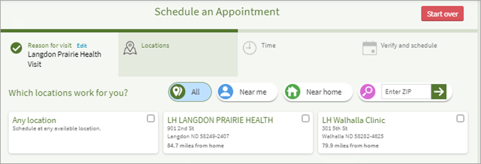 locations for scheduling an appointment